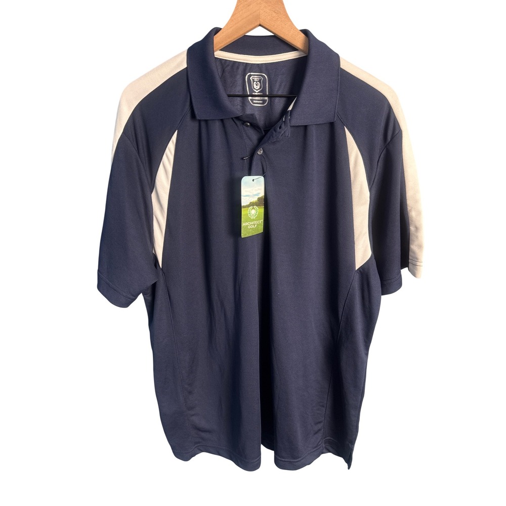 Architect Golf Mens Navy White Performance Polo Shirt Gorpcore Medium NWT